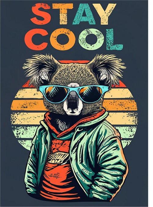 Sevimli Koala Stay Cool Dekoratif ahşap Tablo 25 cm x 35 cm