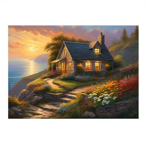 Retro Deniz Kenarı Ev Hediyelik Ahşap Tablo 35 cm x 50 cm