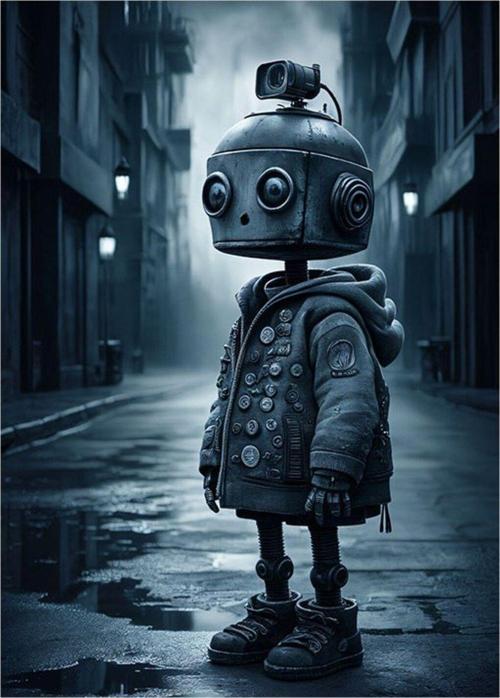 Sevimli Robot Dekoratif ahşap Tablo 35 cm x 50 cm