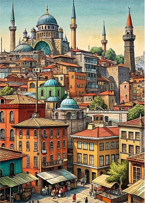 Şehir Ve Cami Tasarım Ahşap Tablo 25 cm x 35 cm
