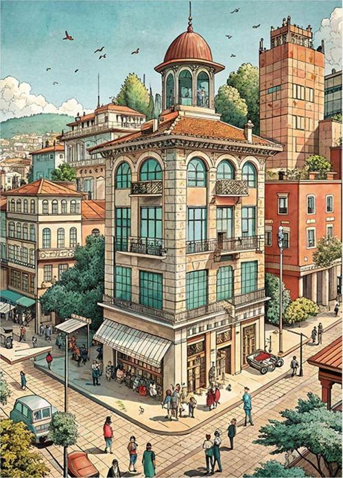 Şehirde Hayat Modern Ahşap Tablo 25 cm x 35 cm