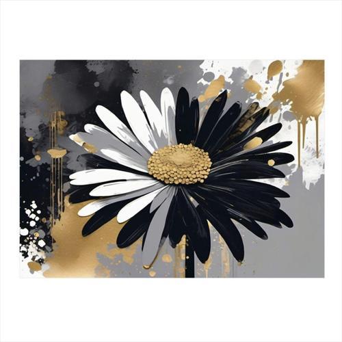 Siyah Beyaz Kasımpatı Model Ahşap Tablo 35 cm x 50 cm