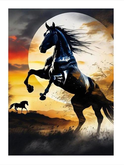 Siyah Ev Ve Gün Batımı Hediyelik Ahşap Tablo 25 cm x 35 cm
