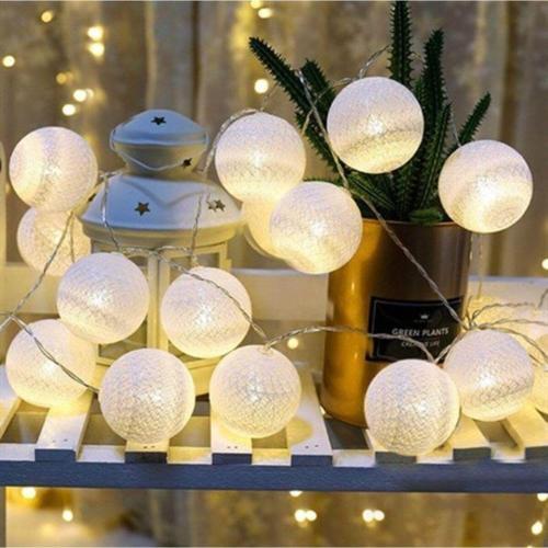 3 Metre 20'Li Led Işıklı Beyaz Hasır Pamuk Top Dizeleri Sürpriz Hediyeli