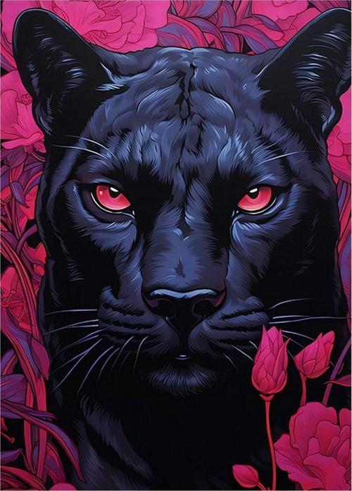 Siyah Panter Hediyelik Ahşap Tablo 35 cm x 50 cm