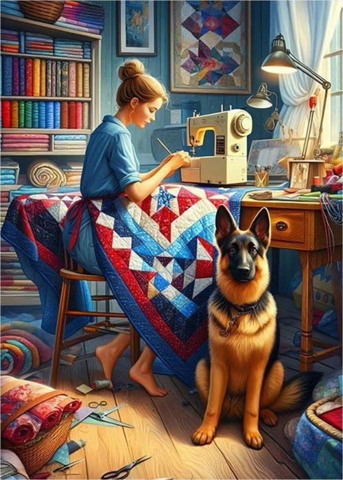 Terzi Kadın Ve Köpeği Hediyelik Ahşap Tablo 25 cm x 35 cm