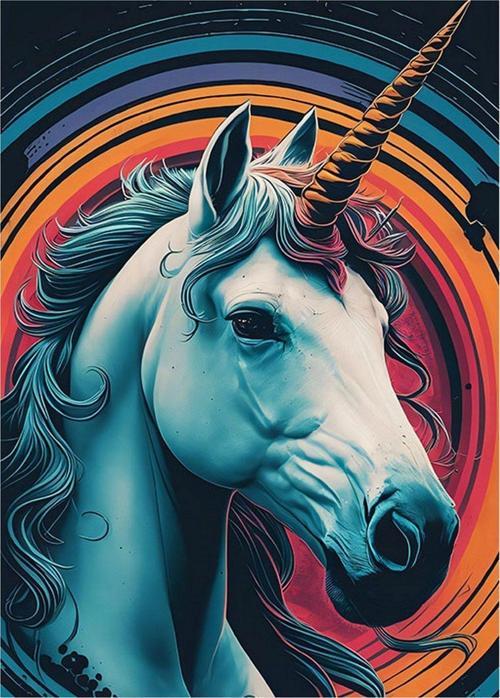 Unicorn Boynuzlu At Model Ahşap Tablo 35 cm x 50 cm