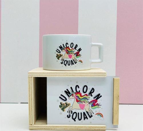 Beyaz Unicorn Squad Tasarımlı Kutulu Kupa