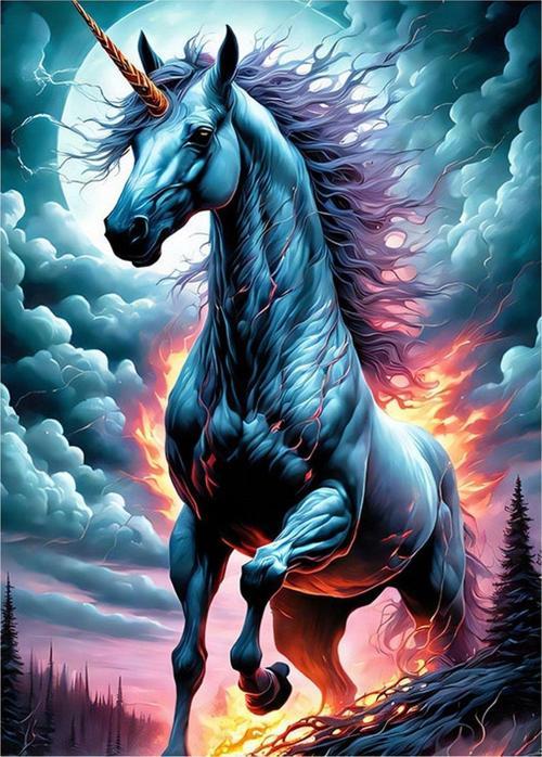 Unicorn Boynuzlu At Modern Ahşap Tablo 25 cm x 35 cm