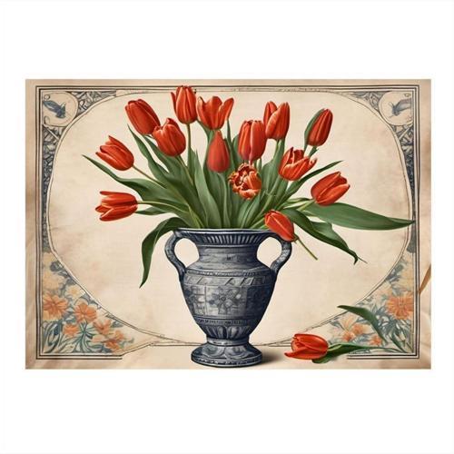 Vazodaki Çiçekler Dekoratif ahşap Tablo 35 cm x 50 cm