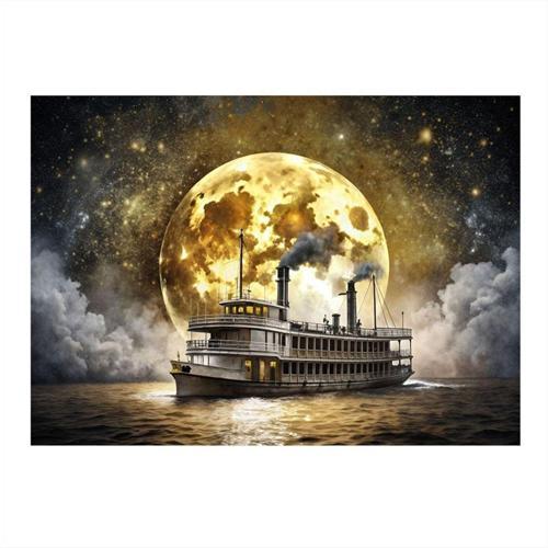 Yandan Çarklı Tekne Modern Ahşap Tablo 25 cm x 35 cm