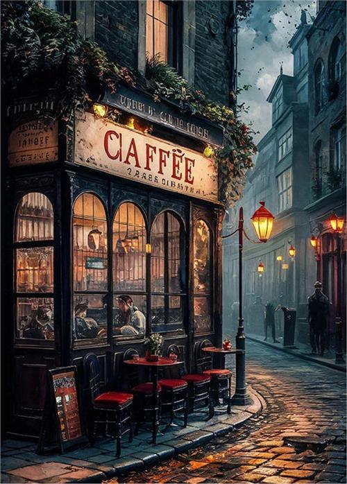 Yol Kenarındaki Kafe Tasarım Ahşap Tablo 35 cm x 50 cm