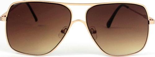 Gold Metal Çerçeveli Pilot Unisex Güneş Gözlüğü Kahverengi