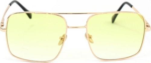 Gold Metal Çerçeveli Sarı Degrade Camlı Kare Unisex Güneş Gözlüğü
