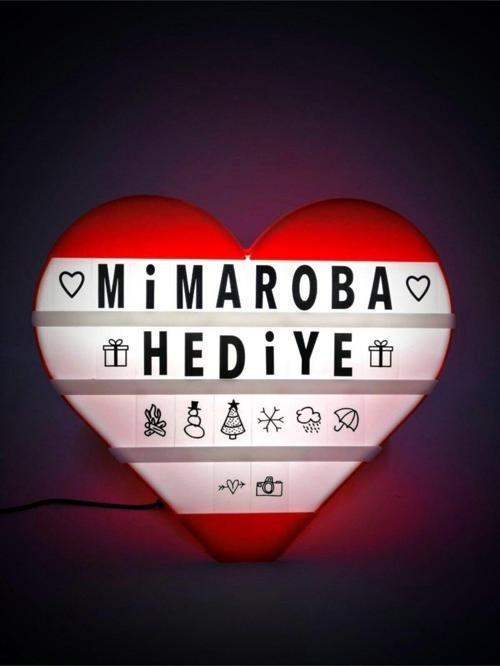 Kalp Şeklinde Işıklı Mesaj Panosu 96 Harf (Lightbox)