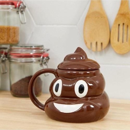 Kaka Emoji Kupa Bardak, Poo Mug, Kaka Tasarım Kupa (Kapaklı)