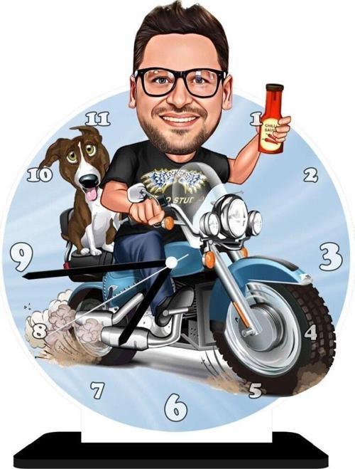 Kişiye Özel Motosiklet Gezintisi Desenli Masa Saati