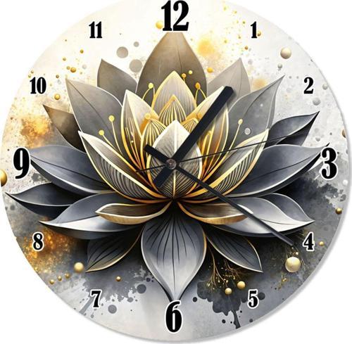 Lotus Çiçeği Sessiz Duvar Saati