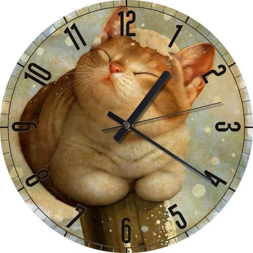 Uyuyan Sevimli Kedi Tasarım Duvar Saati