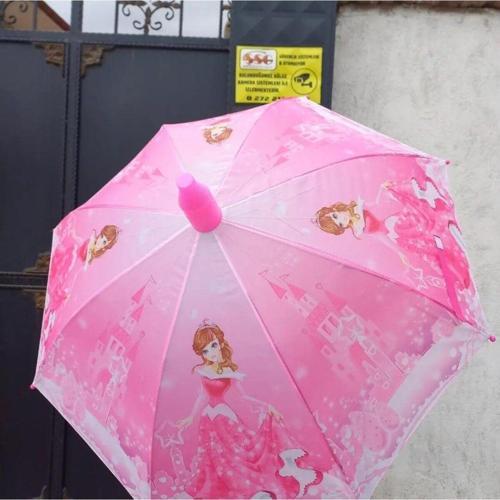 Bardaklı Kız Çocuk Şemsiye Pembe