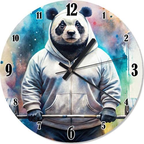 Sportif Kıyafetli Panda Analog Duvar Saati