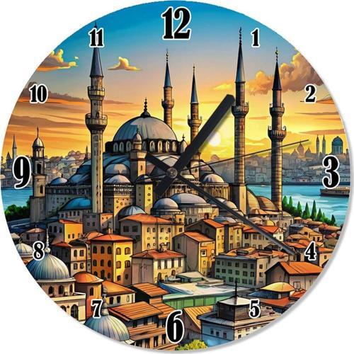 Cami Ve Manzara Dekoratif Duvar Saati