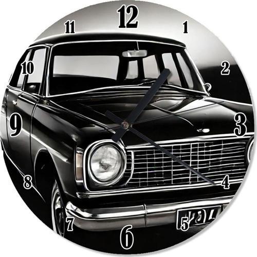 Siyah Klasik Araba Desenli Duvar Saati