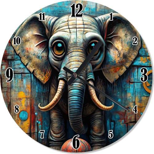 Sevimli Fil Ve Basketbol Topu Baskılı Duvar Saati