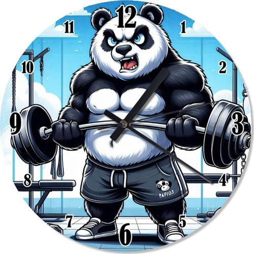 Halter Kaldıran Panda Dekoratif Duvar Saati