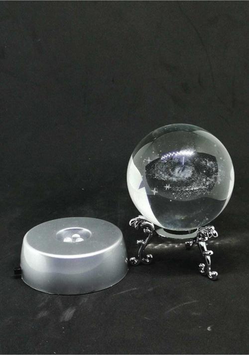 Standlı Ve Işıklı Samanyolu Galaxy Cam Küre Gümüş