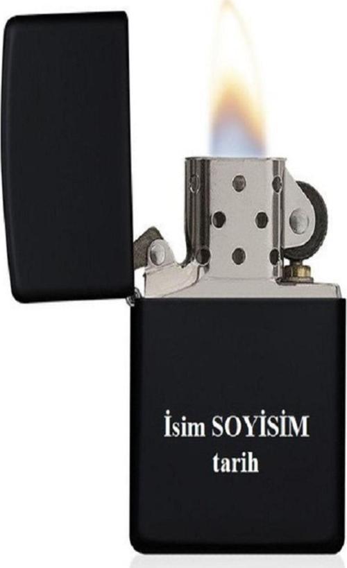 Zippo Model Isme Özel Çakmak Benzinli (Siyah)