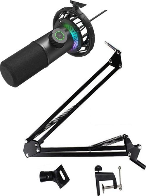 K658 Usb Mikrofon Rgb Yayıncı Oyuncu Bilgisayar Mikrofonu - Uyumlu Masa Tipi Mikrofon Standı