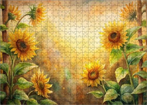 Ahşap Mdf Puzzle Yapboz Ay Çiçeği 500 Parça 50 x 70 cm