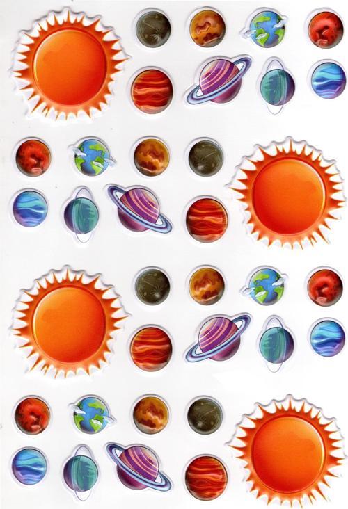 Sticker Kabartmalı A4 Boyutunda Stiker Defter, Planlayıcı Etiket-(lim507) - Güneş sistemi, Gezegenler