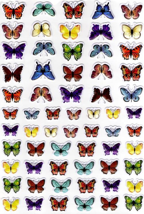 Sticker Kabartmalı A4 Boyutunda Stiker Defter, Planlayıcı Etiket-(lim542) - Renkli Kelebek