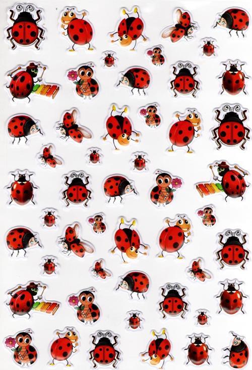 Sticker Kabartmalı A4 Boyutunda Stiker Defter, Planlayıcı Etiket-(lim544) - Uğur Böceği Ladybug