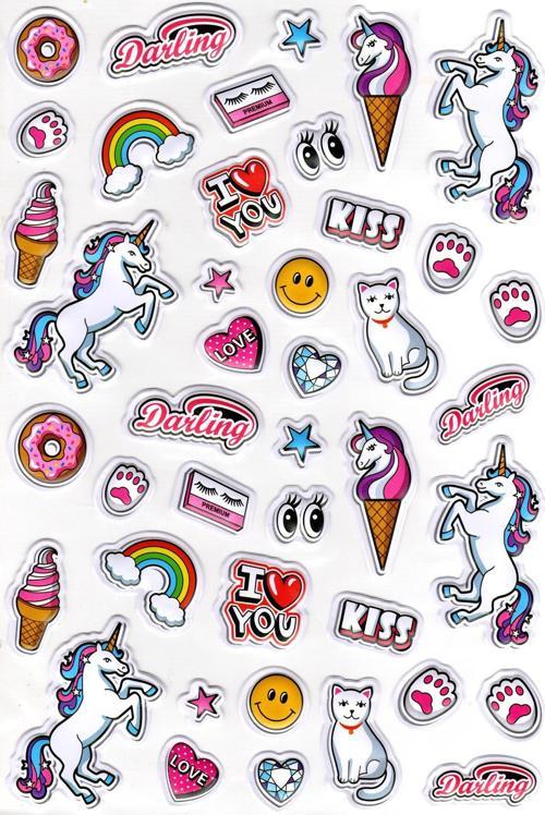 Sticker Kabartmalı A4 Boyutunda Stiker Defter, Planlayıcı Etiket-(lim554) - Unicorn Kiss