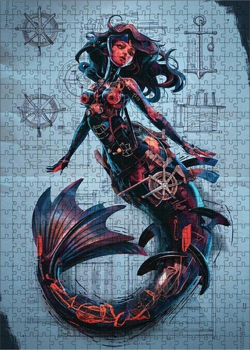 Ahşap Mdf Puzzle Yapboz Siren Deniz Kızı 500 Parça 50 x 70 cm