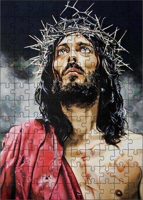 Ahşap Mdf Puzzle Yapboz İsa Ve Dikenli Taç 120 Parça 25 x 35 cm