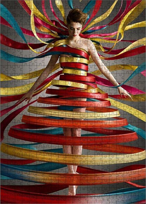 Ahşap Mdf Puzzle Yapboz Şerit Şeklinde Kıyafet 500 Parça 50 x 70 cm