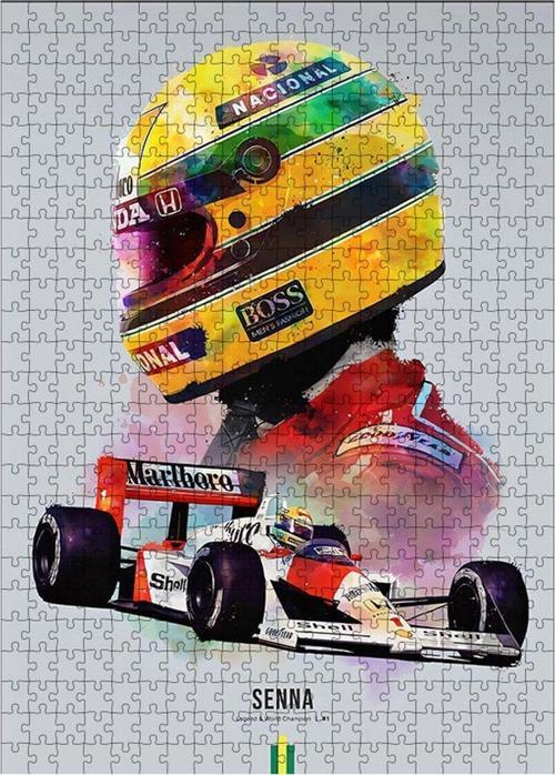 Ahşap Mdf Puzzle Yapboz Ayrton Senna Formula 1 500 Parça 50 x 70 cm