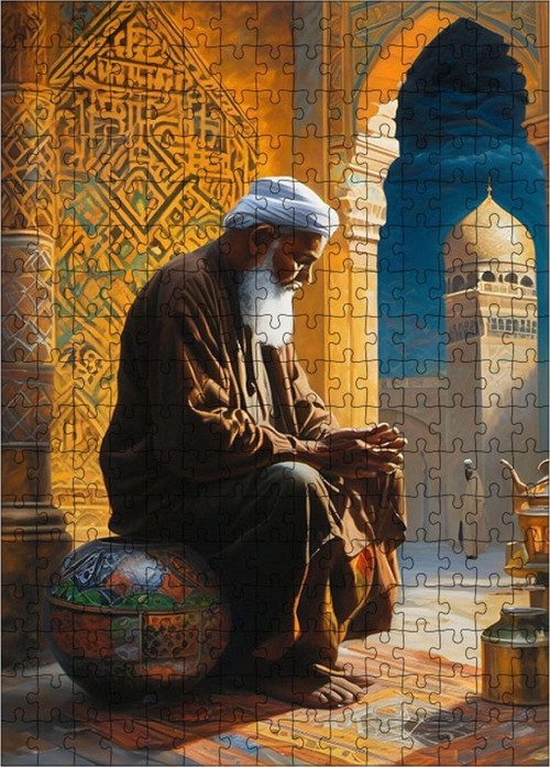 Ahşap Mdf Puzzle Yapboz Kitap Okuyan Yaşlı Adam 255 Parça 35 x 50 cm