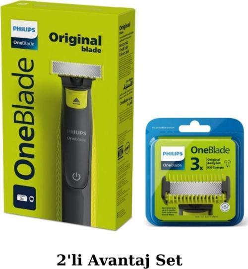 Qp2724/10 Oneblade Yüz Ve Vücut Şekilendirici Qp630/51 3'lü Yedek Bıçak Avantaj Set