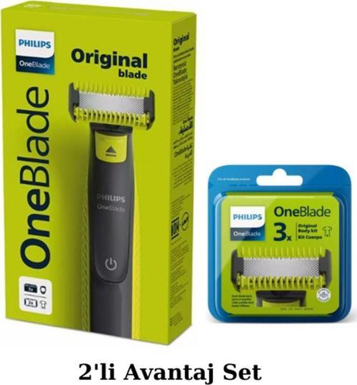 Qp2824/10 Oneblade Yüz Ve Vücut Şekilendirici Qp630/51 3'lü Yedek Bıçak Avantaj Set