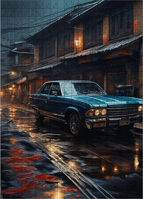 Ahşap Mdf Puzzle Yapboz Klasik Araba Çizimi 500 Parça 50 x 70 cm