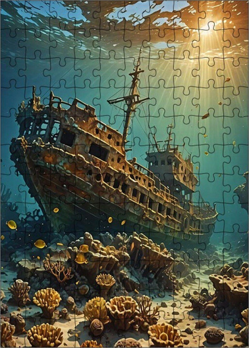 Ahşap Mdf Puzzle Yapboz Batık Gemi 120 Parça 25 x 35 cm