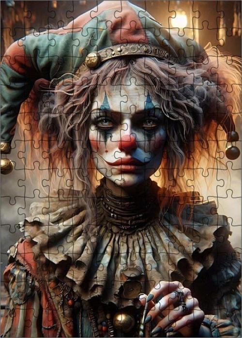 Ahşap Mdf Puzzle Yapboz Üzgün Palyaço 120 Parça 25 x 35 cm