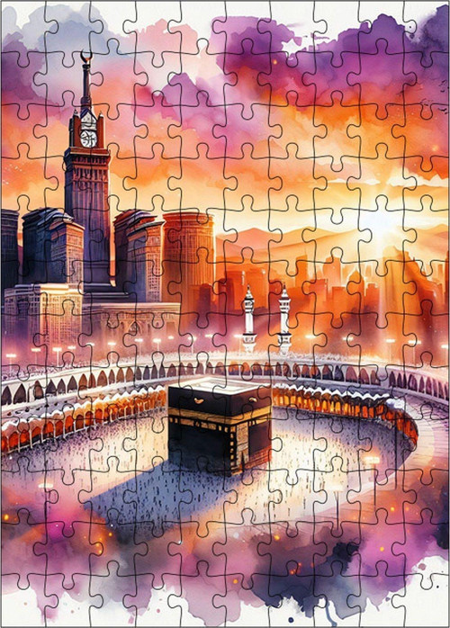 Ahşap Mdf Puzzle Yapboz Gün Batımı Ve Kabe 120 Parça 25 x 35 cm