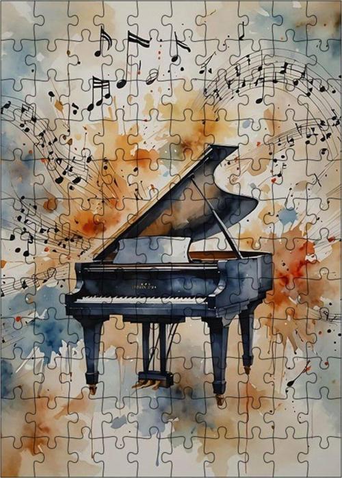 Ahşap Mdf Puzzle Yapboz Soyut Piyano 120 Parça 25 x 35 cm