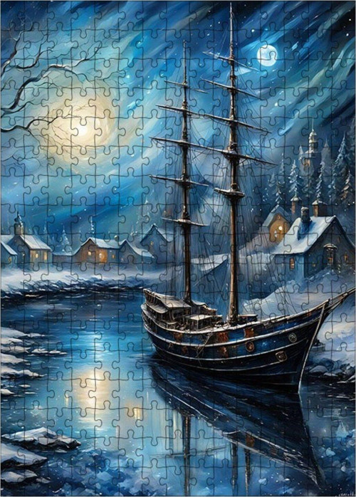 Ahşap Mdf Puzzle Yapboz Dolunay Veya Kendi Tekne 255 Parça 35 x 50 cm